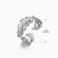 Basic Klassischer Stil Geometrisch Blatt Rostfreier Stahl Überzug Offener Ring sku image 15