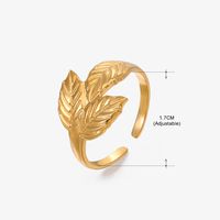 Basic Classic Style Geometric Leaf Stainless Steel Plating Open Rings sku image 57
