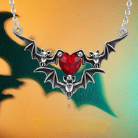 Ig Style Cool Style Heart Shape Bat Alloy Plating Inlay Rhinestones Women's Necklace main image 3