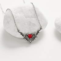 Ig Style Cool Style Heart Shape Bat Alloy Plating Inlay Rhinestones Women's Necklace main image 4