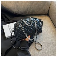Women's Small Pu Leather Solid Color Basic Streetwear Square Zipper Shoulder Bag Crossbody Bag Chain Bag sku image 1