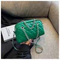 Women's Small Pu Leather Solid Color Basic Streetwear Square Zipper Shoulder Bag Crossbody Bag Chain Bag sku image 2