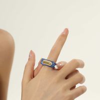 Simple Style Square Titanium Steel Plating Gold Plated Rings main image 6