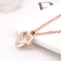 Elegant Heart Shape Titanium Steel Zircon Pendant Necklace In Bulk main image 1