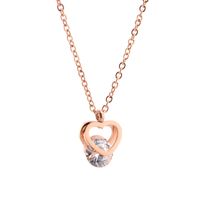 Elegant Heart Shape Titanium Steel Zircon Pendant Necklace In Bulk main image 3