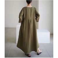 Hochwertiger Spot 2023 Herbst Neues Lockeres Kleid In Übergröße, Japanisches Und Koreanisches Baumwoll-und Leinen-rundhals Kleid main image 3
