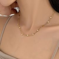 Simple Style Square Titanium Steel Plating Double Layer Necklaces 1 Piece main image 2