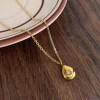 Simple Style Solid Color Stainless Steel Zircon Pendant Necklace In Bulk main image 1