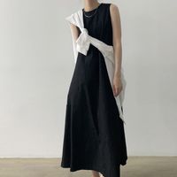 High Quality Spot Loose Big Hem Japanese And Korean Korean Style Pocket Vest Dress Cotton And Linen Dress main image 2