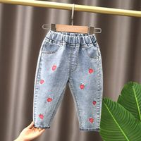 Cute Cartoon Heart Shape Flower Embroidery Cotton Pants & Leggings sku image 12