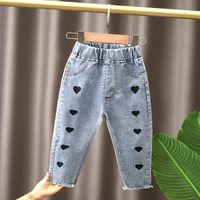 Cute Cartoon Heart Shape Flower Embroidery Cotton Pants & Leggings sku image 18