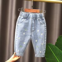 Cute Cartoon Heart Shape Flower Embroidery Cotton Pants & Leggings sku image 2