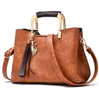 Women's Large Pu Leather Solid Color Vintage Style Square Zipper Shoulder Bag Handbag Crossbody Bag sku image 3