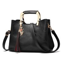 Women's Large Pu Leather Solid Color Vintage Style Square Zipper Shoulder Bag Handbag Crossbody Bag sku image 1