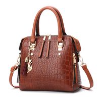 Femmes Grande Faux Cuir Couleur Unie Vêtement De Rue Carré Fermeture Éclair Sac D'épaule Sac À Main Sac Bandoulière main image 1