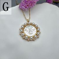 Simple Style Round Copper Inlay Pearl Pendant Necklace sku image 7
