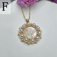 Simple Style Round Copper Inlay Pearl Pendant Necklace sku image 6