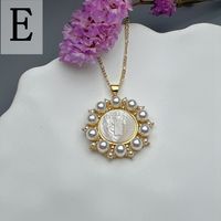 Simple Style Round Copper Inlay Pearl Pendant Necklace sku image 5