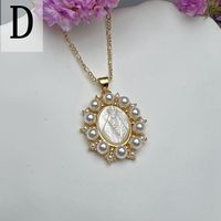 Simple Style Round Copper Inlay Pearl Pendant Necklace sku image 4