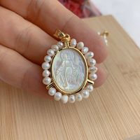 Simple Style Oval Pearl Copper Wholesale Charms Jewelry Accessories sku image 1