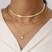 Basic Modern Style Geometric Alloy Plating Inlay Zircon Women's Layered Necklaces main image 1