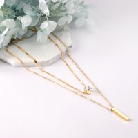 Simple Style Solid Color Stainless Steel Zircon Pendant Necklace In Bulk main image 1