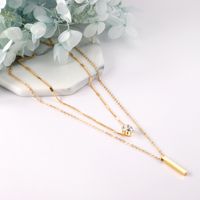Simple Style Solid Color Stainless Steel Zircon Pendant Necklace In Bulk main image 2