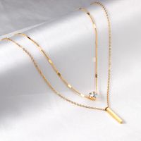 Simple Style Solid Color Stainless Steel Zircon Pendant Necklace In Bulk main image 3