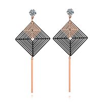 1 Pair Casual Simple Style Square Plating Inlay Stainless Steel Titanium Steel Rhinestones Rose Gold Plated Drop Earrings main image 2