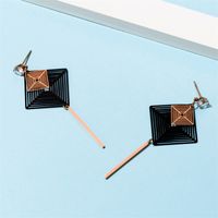 1 Pair Casual Simple Style Square Plating Inlay Stainless Steel Titanium Steel Rhinestones Rose Gold Plated Drop Earrings main image 4