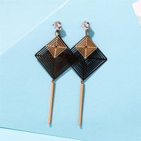 1 Pair Casual Simple Style Square Plating Inlay Stainless Steel Titanium Steel Rhinestones Rose Gold Plated Drop Earrings main image 3