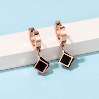 1 Pair Casual Simple Style Triangle Rhombus Plating Inlay Stainless Steel Titanium Steel Zircon Rose Gold Plated Drop Earrings main image 8