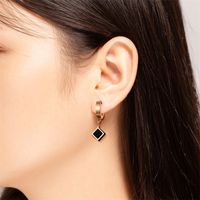 1 Pair Casual Simple Style Triangle Rhombus Plating Inlay Stainless Steel Titanium Steel Zircon Rose Gold Plated Drop Earrings main image 10