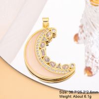 Classic Style Streetwear Geometric Moon Heart Shape 18k Gold Plated Zircon Copper Wholesale Charms sku image 18
