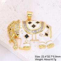 Classic Style Streetwear Geometric Moon Heart Shape 18k Gold Plated Zircon Copper Wholesale Charms sku image 21
