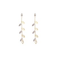 1 Pair Elegant Lady Round Leaves Inlay Titanium Steel Zircon 14K Gold Plated Drop Earrings sku image 2