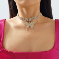 Wholesale Jewelry Elegant Butterfly Iron Rhinestones Inlay Pendant Necklace main image 1