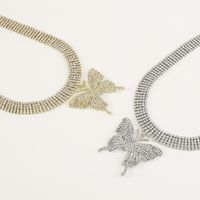 Wholesale Jewelry Elegant Butterfly Iron Rhinestones Inlay Pendant Necklace main image 2