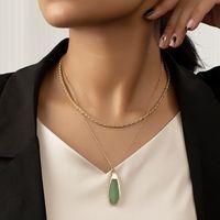 Simple Style Solid Color Alloy Plating Inlay Glass 14k Gold Plated Women's Pendant Necklace sku image 1