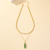 Simple Style Solid Color Alloy Plating Inlay Glass 14k Gold Plated Women's Pendant Necklace main image 5
