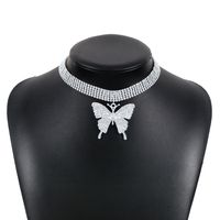 Wholesale Jewelry Elegant Butterfly Iron Rhinestones Inlay Pendant Necklace sku image 2