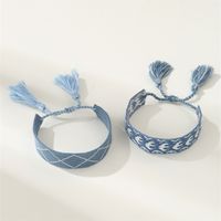 Retro Stripe Fabric Tassel Braid Unisex Bracelets main image 2
