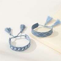 Retro Stripe Fabric Tassel Braid Unisex Bracelets sku image 2