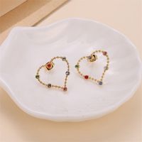 1 Pair Simple Style Heart Shape Heart Plating Inlay Stainless Steel Zircon Gold Plated Ear Studs main image 6