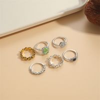 Commute Round Alloy Asymmetrical Plating Inlay Rhinestones Gold Plated Unisex Rings main image 3