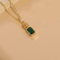 Elegant Classic Style Square Copper Plating Inlay Zircon 14k Gold Plated Pendant Necklace sku image 1
