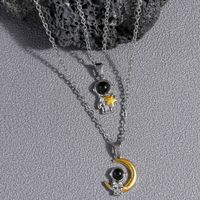 Retro Moon Alloy Plating Gold Plated Couple Pendant Necklace main image 1