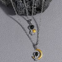 Retro Moon Alloy Plating Gold Plated Couple Pendant Necklace main image 6