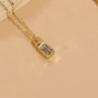 Elegant Classic Style Square Copper Plating Inlay Zircon 14k Gold Plated Pendant Necklace sku image 3