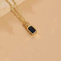 Elegant Classic Style Square Copper Plating Inlay Zircon 14k Gold Plated Pendant Necklace sku image 5